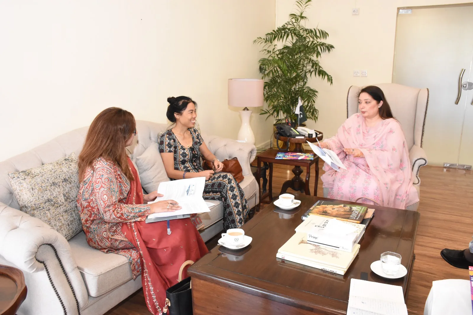 Deputy Resident Representative for United Nations Development Programme in Pakistan, Van Nguyen calling on Coordinator to Prime Minister on Climate Change, Romina Khurshid Alam at her office in Islamabad