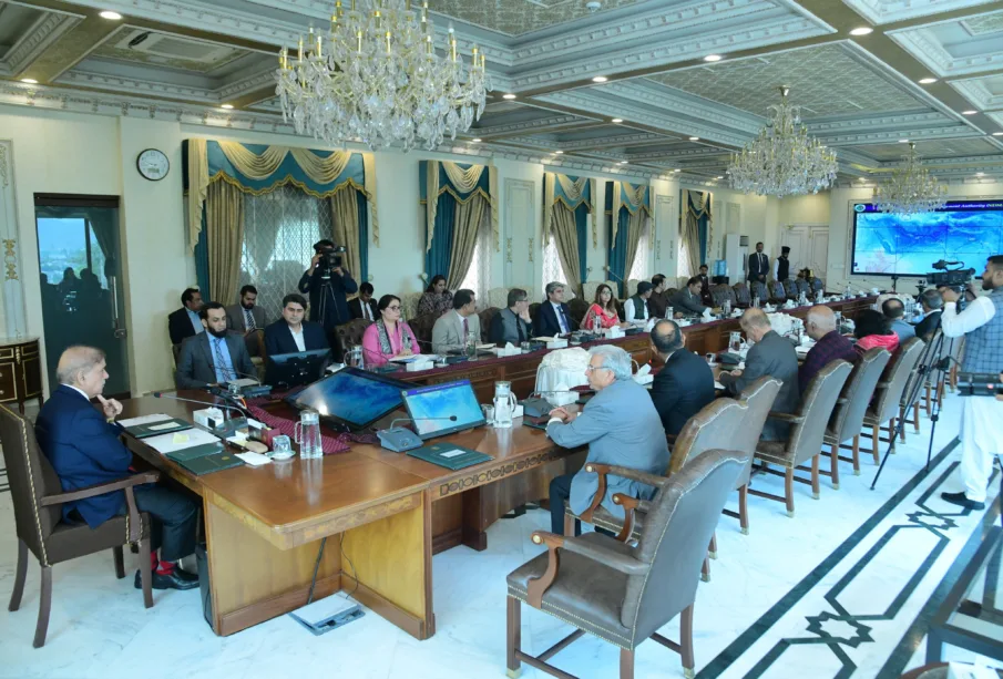 Prime Minister Muhammad Shehbaz Sharif chairs a meeting regarding national preparedness for the Monsoon in Islamabad on 2 July 2024.