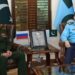 high level delegation led by Colonel General Aleksandr V. Fomin, Deputy Defence Minister of the Russian Federation, called on Air Chief Marshal Zaheer Ahmed Baber Sidhu, Chief of the Air Staff, Pakistan Air Force at Air Headquarters, Islamabad.