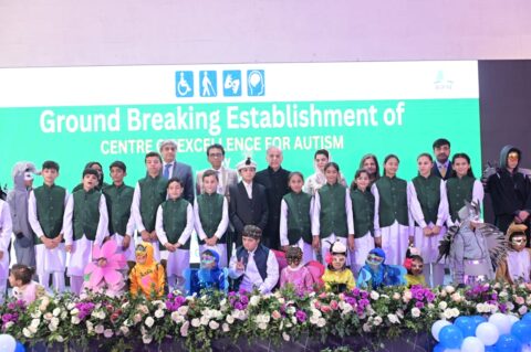 Islamabad: Prime Minister Muhammad Shehbaz Sharif interacts with children at Rehabilitation center for children with development disorders.